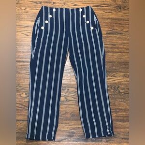 J Crew Navy Striped Sailor Trousers, Size 4